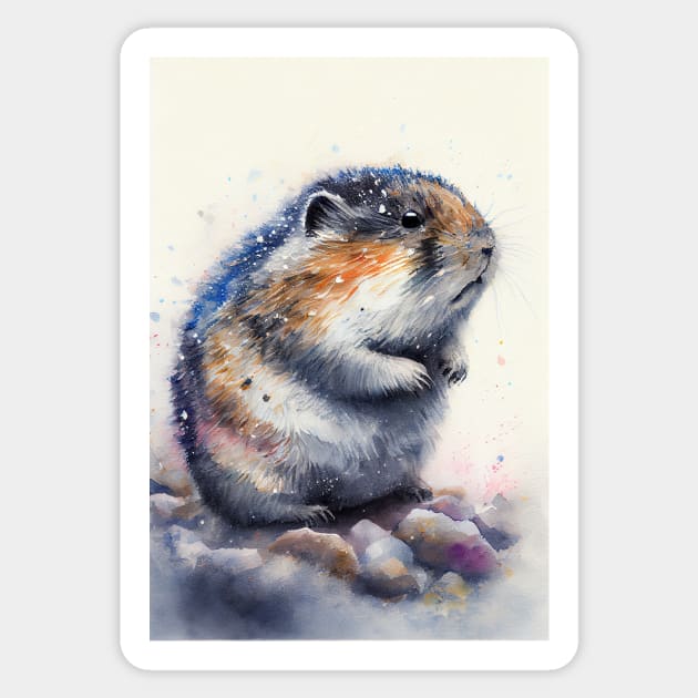 Arctic Lemming - Watercolor Paint Sticker by ABART BY ALEXST 